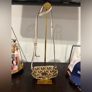 Michael Kors Brown and Tan Logo Crossbody Bag